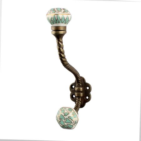 Sea Green Hexagon Small Ceramic Iron Hooks 